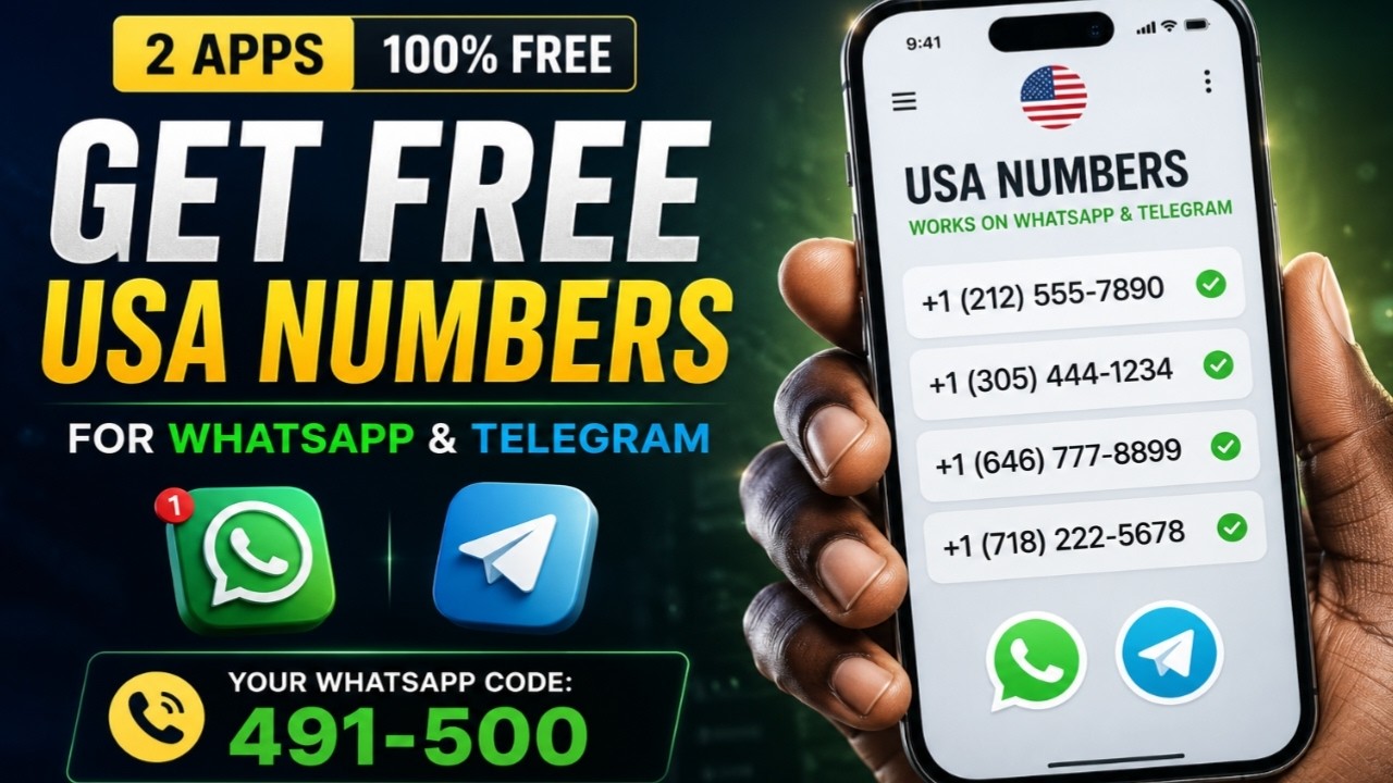 2 Apps To get free USA Number for WhatsApp and Telegram Verification in 2026 /free USA Number.