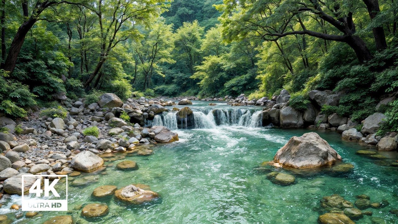 Mountain stream flowing | Forest river stream | Flowing water, white noise for sleeping