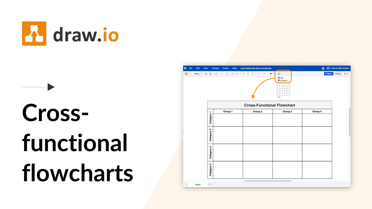 How to work with cross-functional flowcharts in draw.io tables for Confluence
