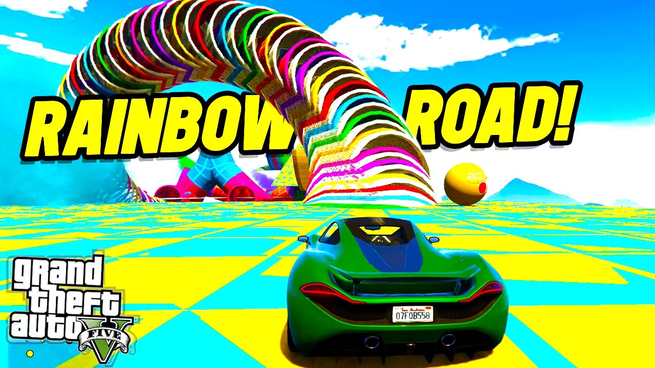 GTA 5 RAINBOW ROAD!? (GTA 5 Versus)