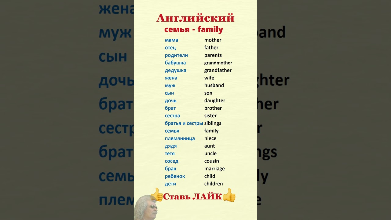 Семья - family. Английские фразы. Английский язык для начинающих  #shorts 17