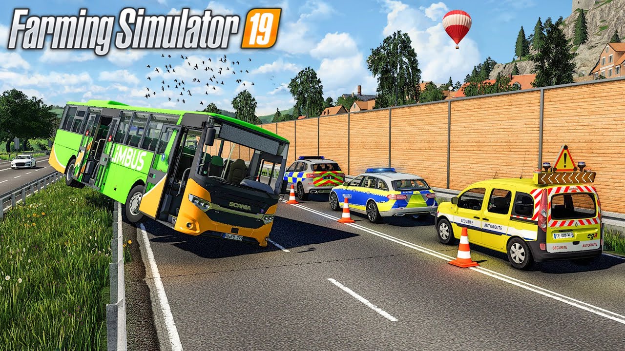 Accident de BUS sur l'autoroute, Intervention d'urgence | Mission scénario (Farming Simulator 19)