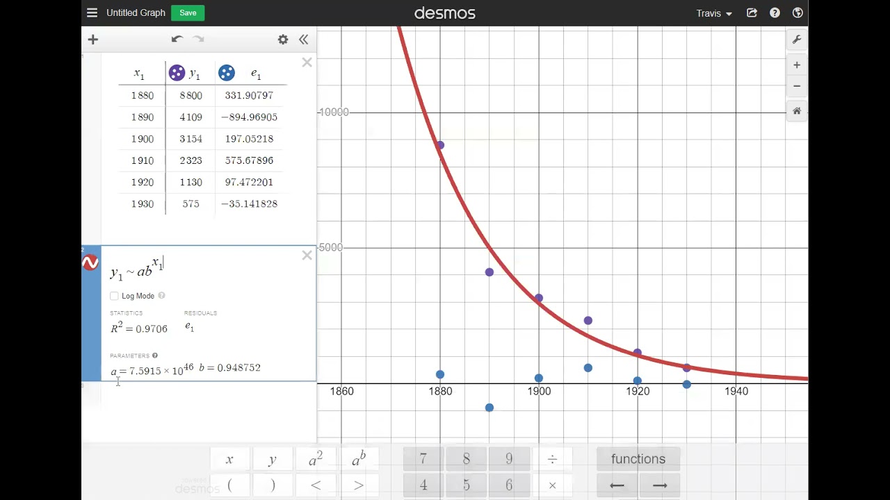 How to do an Exponential Regression on Desmos Graphing Calculator | Algebra 2