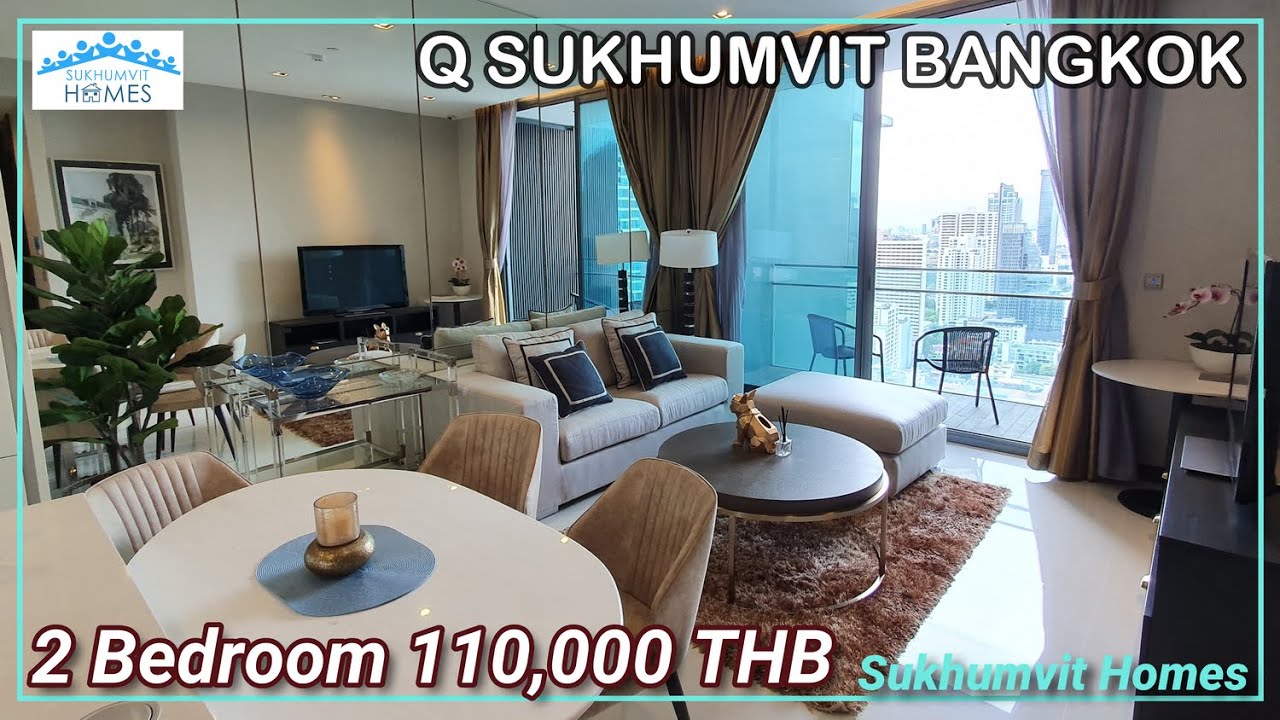 Luxury 2 Bedroom Apartment for Rent Q-Sukhumvit Nana BTS station Bangkok 95 sqm 110,000 THB monthly