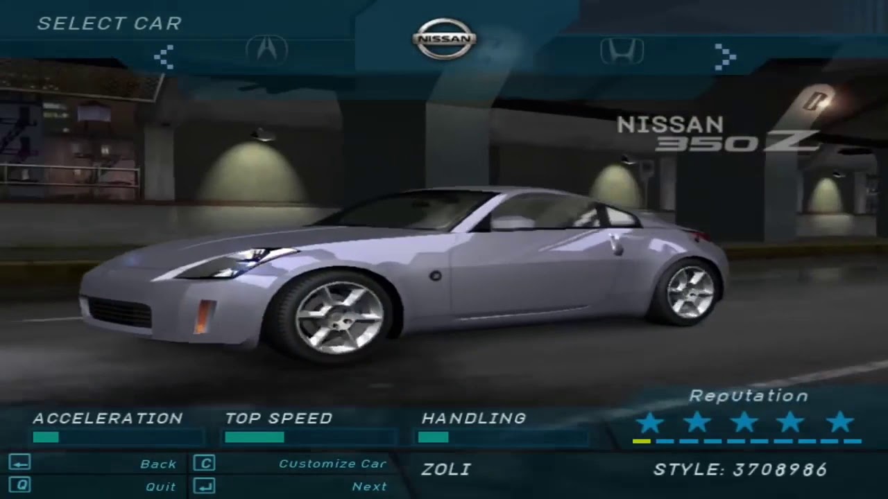 Need For Speed Underground Car List (Get-Low)