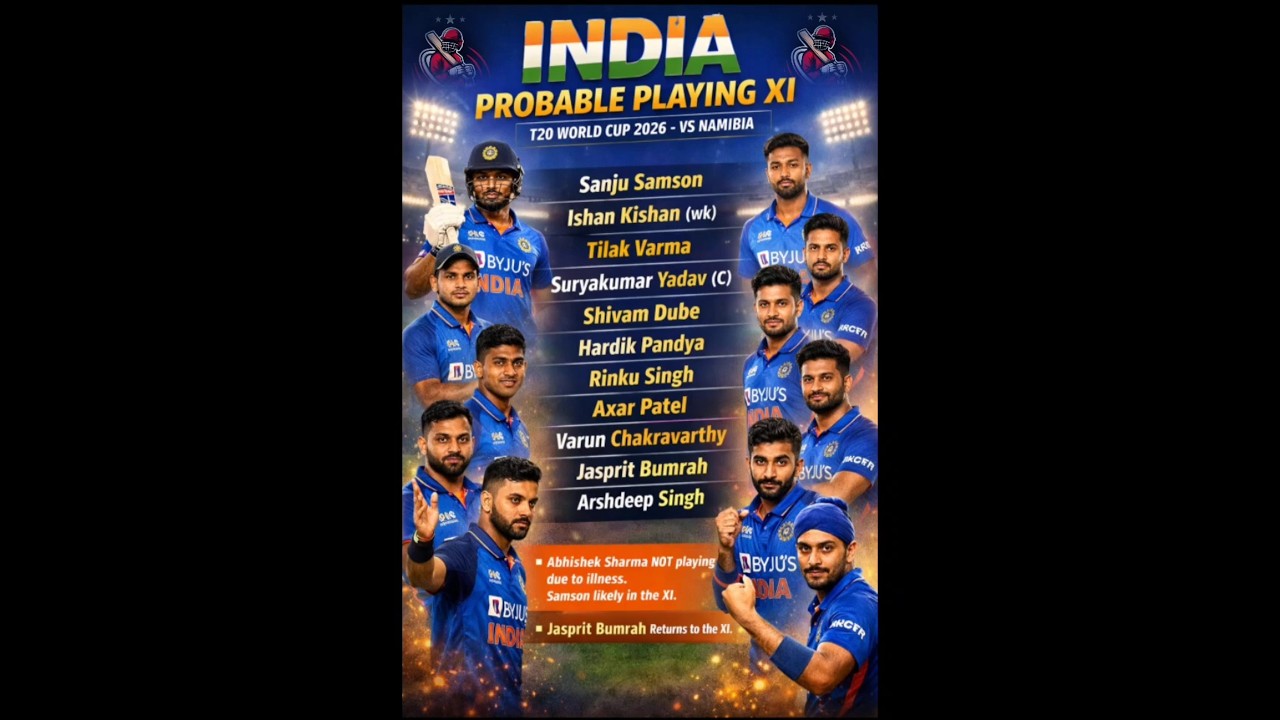 India vs Namibia Confirm Final Playing 11 |Ind vs Nam | ICC t20 World Cup 2026