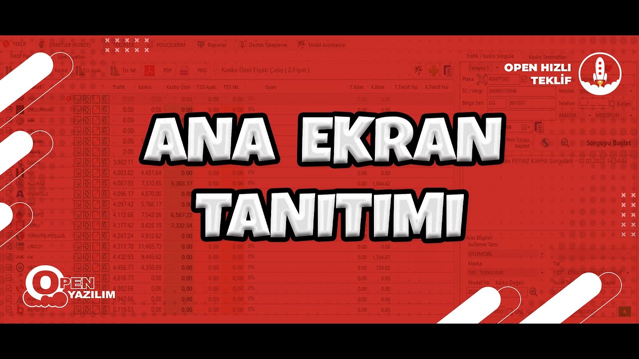 Open Hızlı Teklif - Ana Ekran Tanıtımı -17-