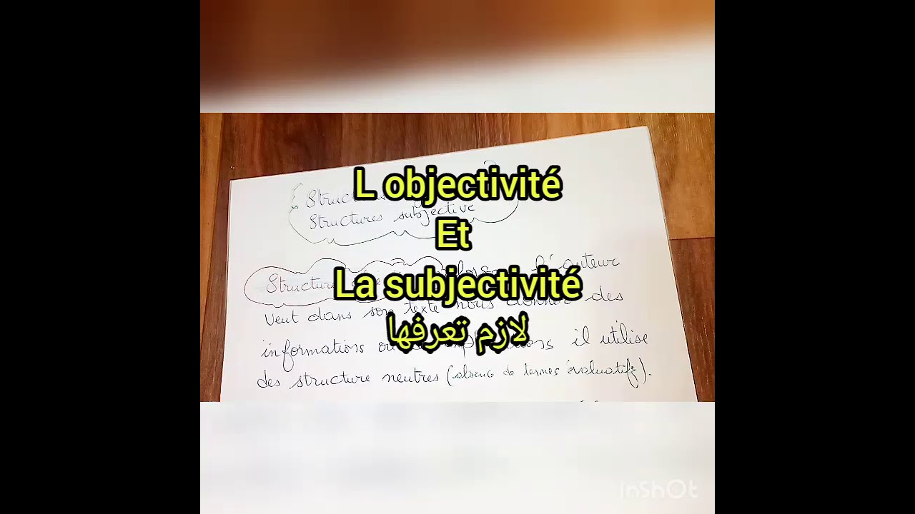 1 as 2 as 3 as l 'objectivit&eacute; et la subjectivit&eacute;