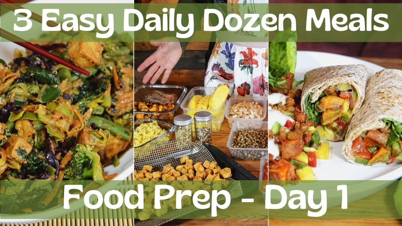 Making 3 easy Daily Dozen meals from the food I prepped yesterday.