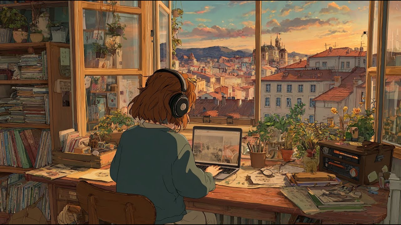 Lofi Hip Hop for Deep Focus 🌇 Cozy Room & Sunset View Beats to Study/Work to