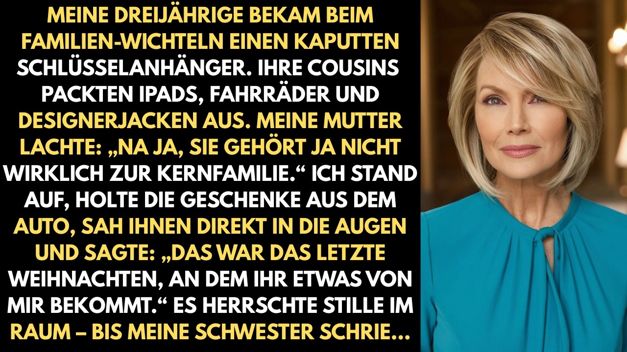 Meine Dreijährige hat beim Familien-Wichteln einen kaputten Schlüsselanhänger bekommen. Ihre Cousins