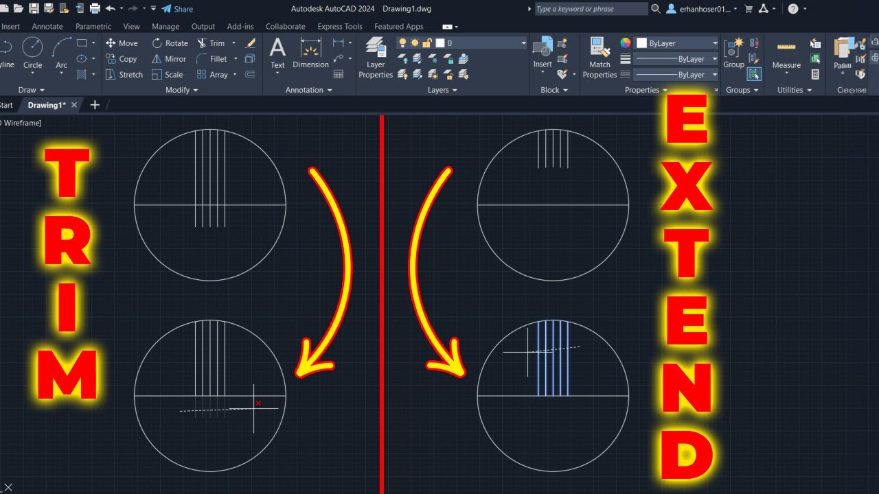 AutoCAD Dersleri -Trim ve Extend Komutu (Budama ve Uzatma Komutu) | AutoCAD 2024 #autocad
