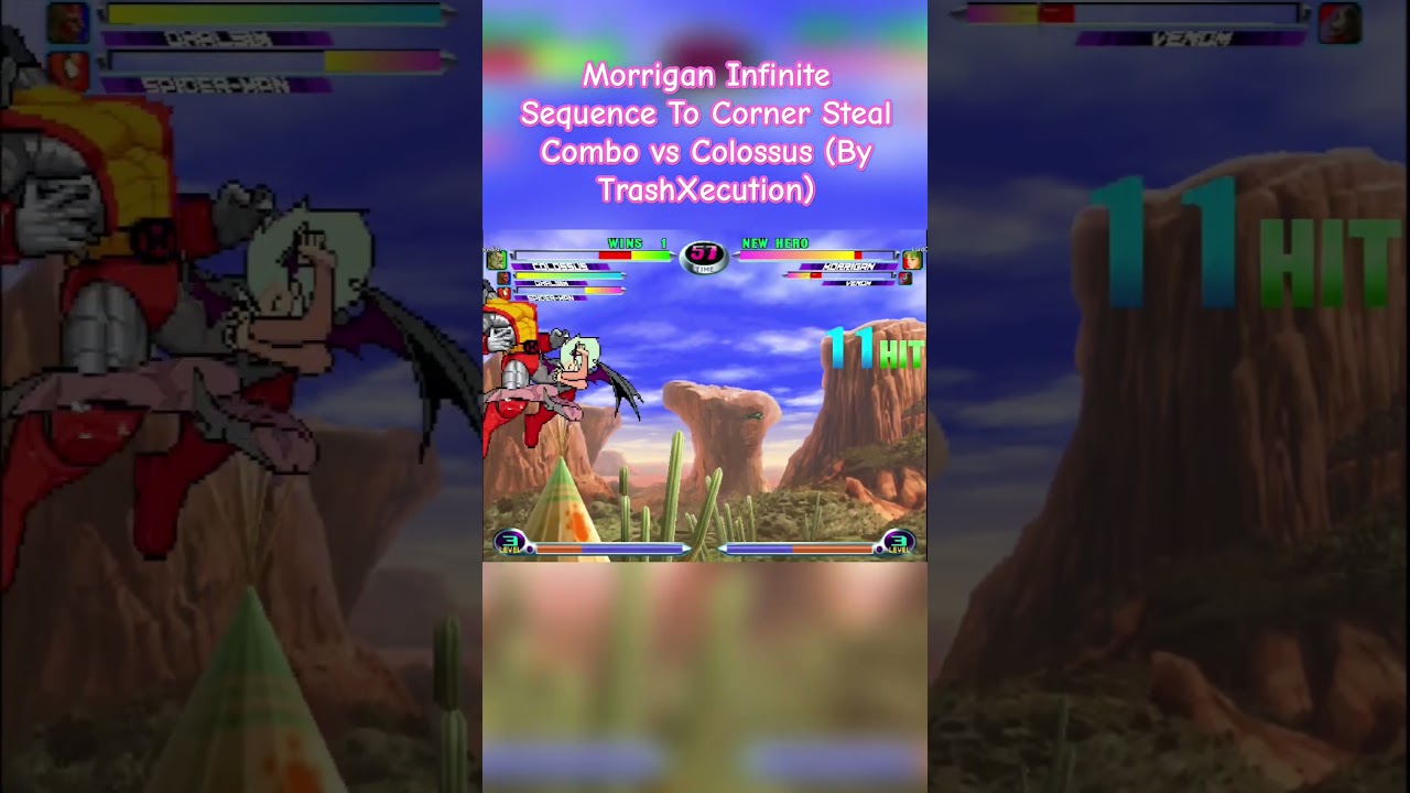 MvC2: Morrigan Infinite Sequence To Corner Steal Combo vs Colossus (By TrashXecution)