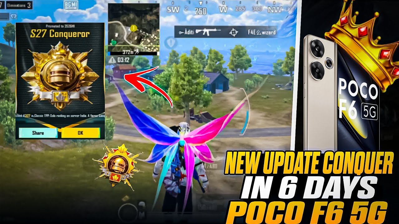 New Season solo Conquer In 6 Days | Poco F6 5g Bgmi Test ⚡