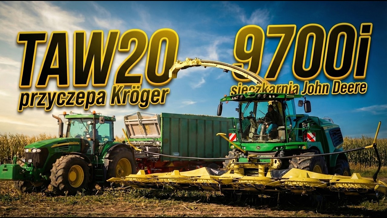 John Deere 9700i i Kröger TAW 20 w pracy | Koszenie 4-metrowej kukurydzy