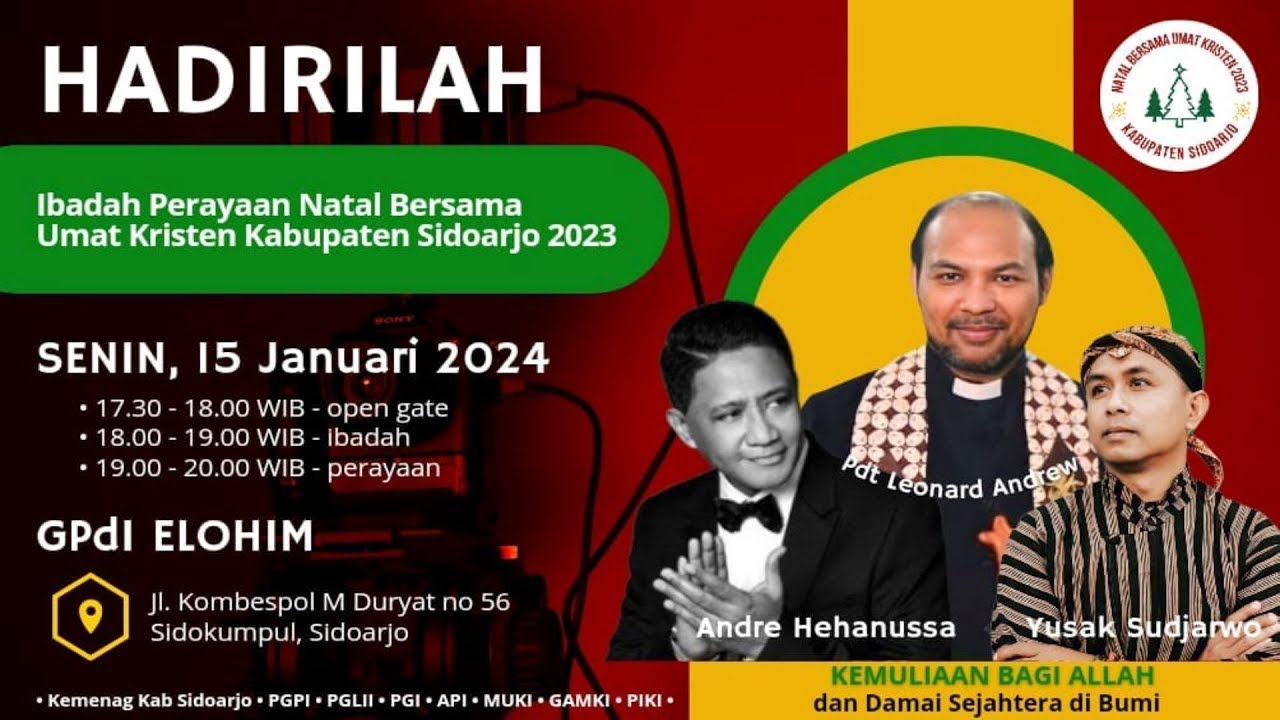 Ibadah Perayaan Natal Bersama Umat Kristen Kabupaten Sidoarjo || Senin, 15 Januari 2024