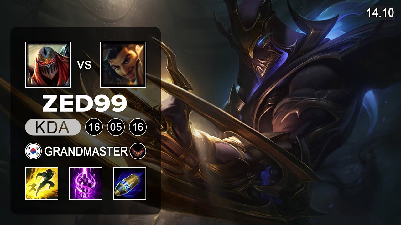 Zed vs Akshan Mid - KR Grandmaster - Patch 14.10 Season 14