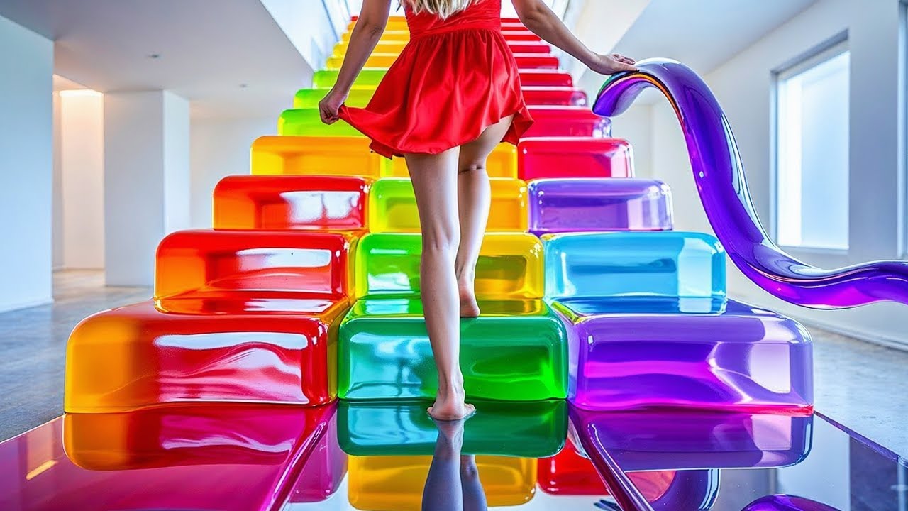 Which stairs would you take? Oddly Satisfying AI ASMR