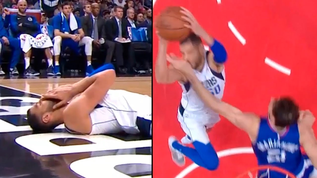 Boban Marjanovic destroys Salah Mejri & gets a flagrant foul after hits on his face