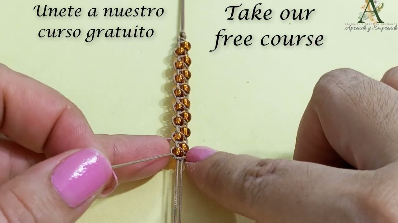 Como hacer Pulsera de nudo plano con cuentas