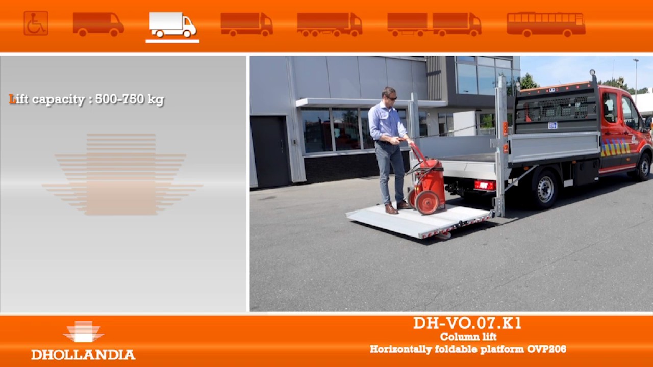 Light-duty DHOLLANDIA column lift with folding platform