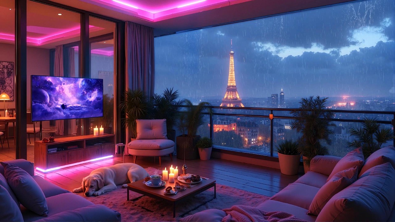 Chill Night Lofi Vibes 🌃 Balcony Paris with Relaxing Lofi Music for Study, Work, Unwind