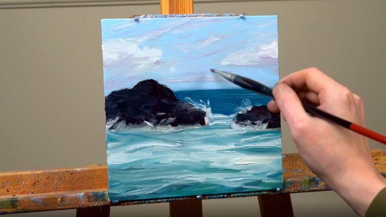 Einfaches Meerbild für Anfänger | Schritt für Schritt | Acryl , Öl , wasservermalbare Ölfarben