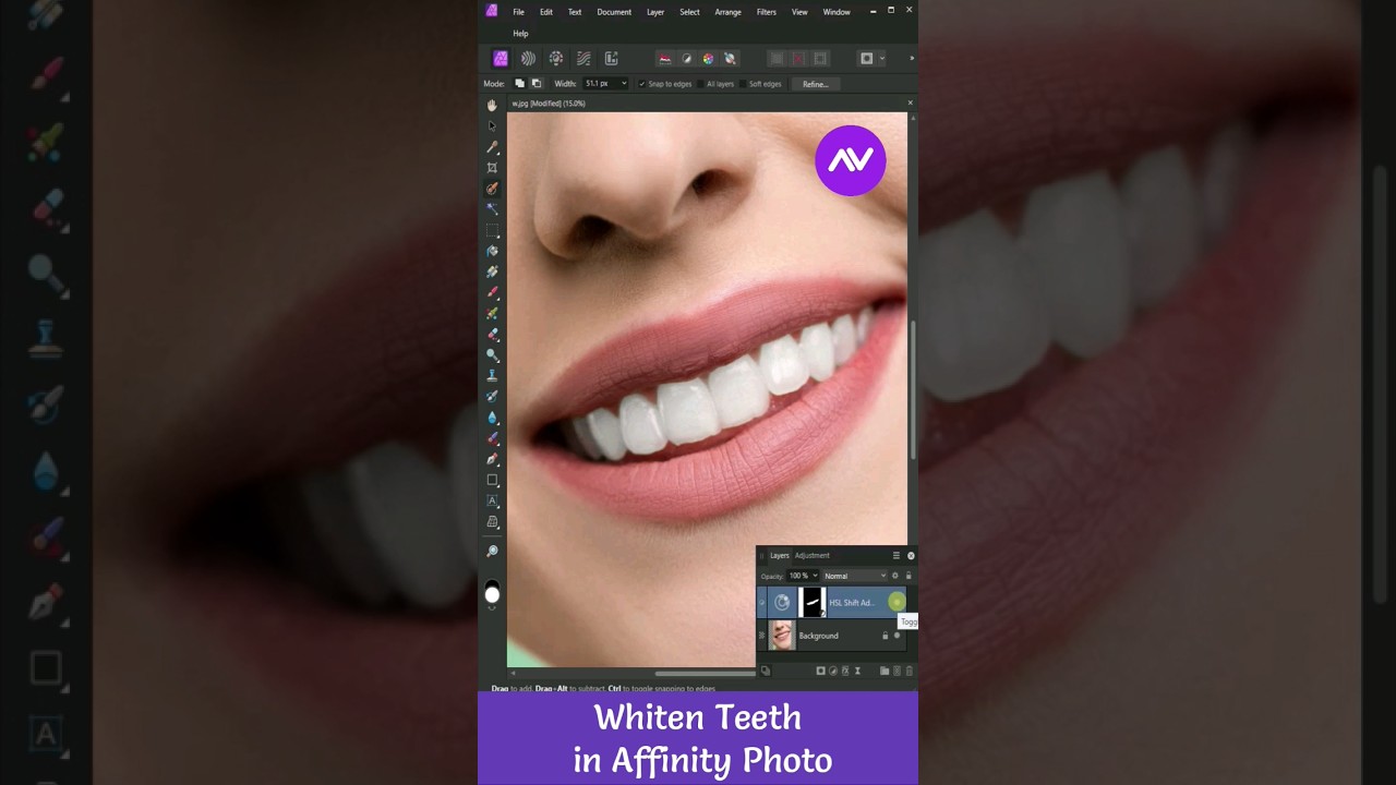 How To Quickly Whiten Teeth In Affinity Photo #shorts
