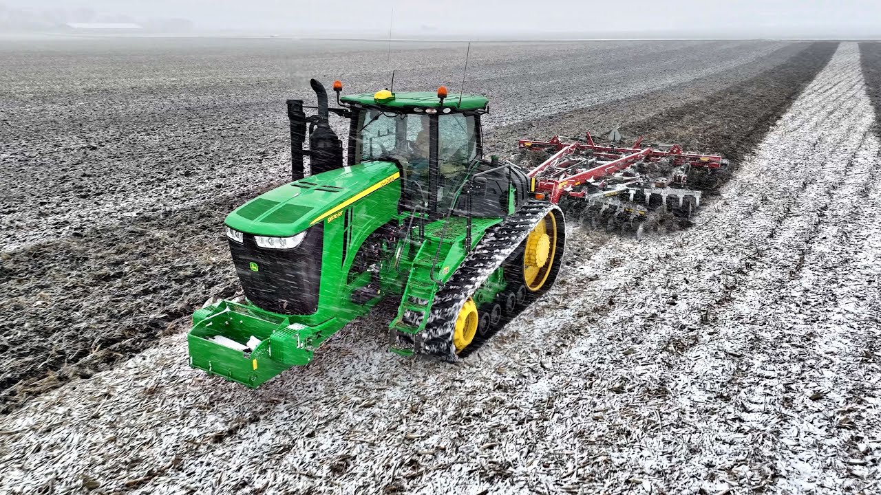 Farming during a SNOW STORM - Tillage