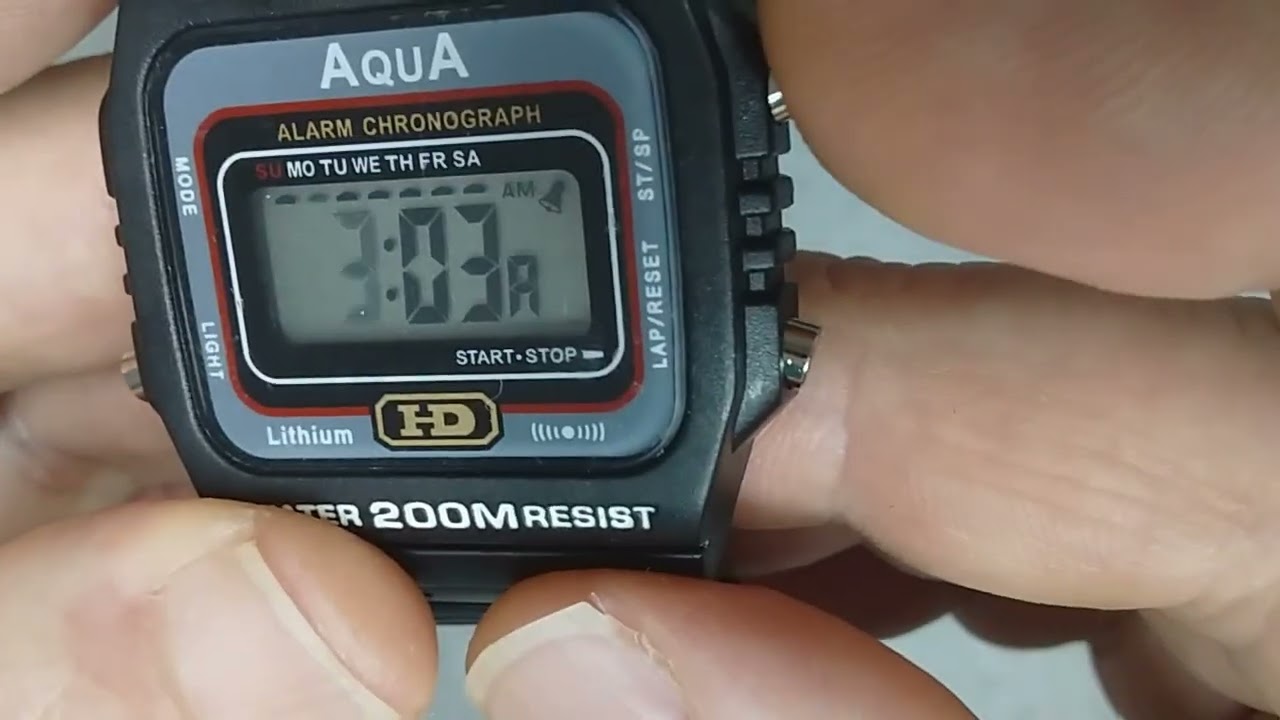 Como acertar a hora e o calendário do relógio AquA HD 200 metros, relógio de pul, digital masculino