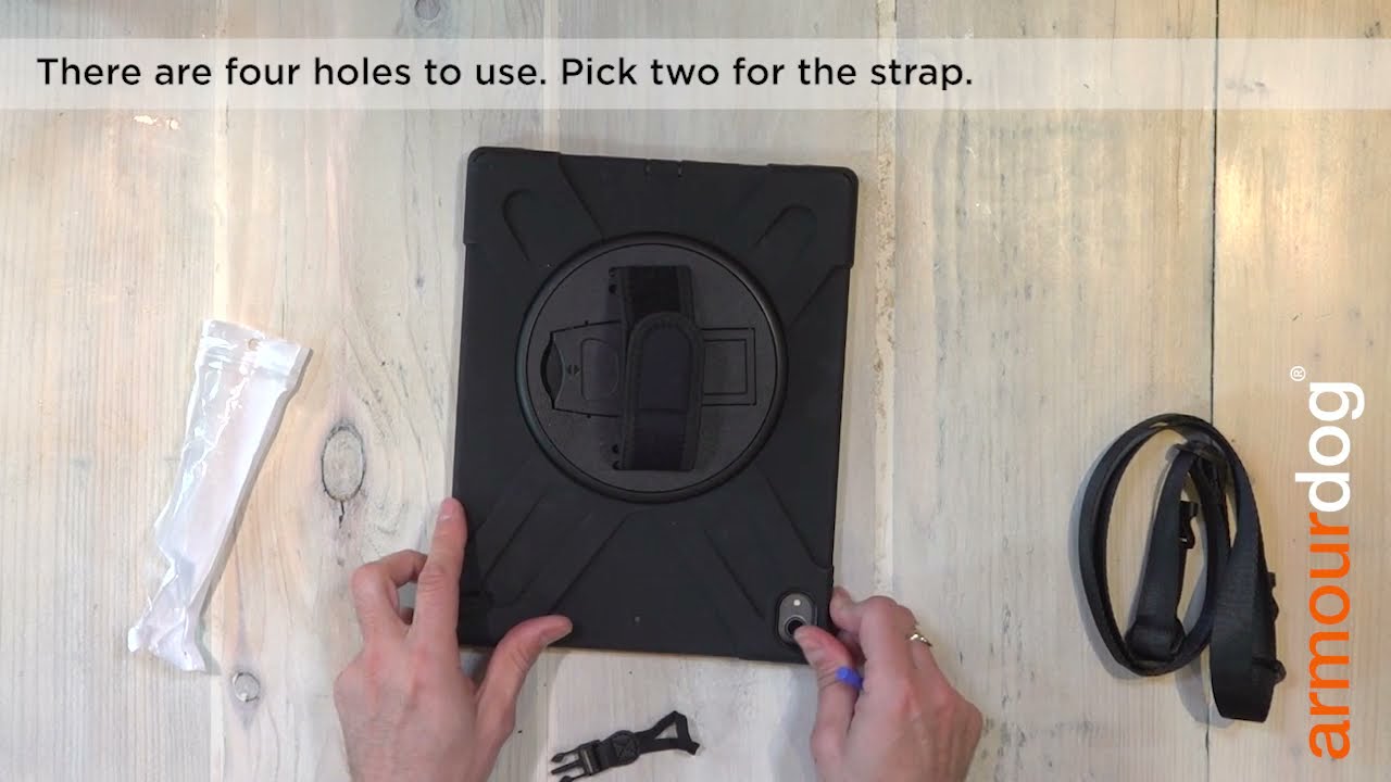 armourdog rugged case with hand and shoulder strap install video