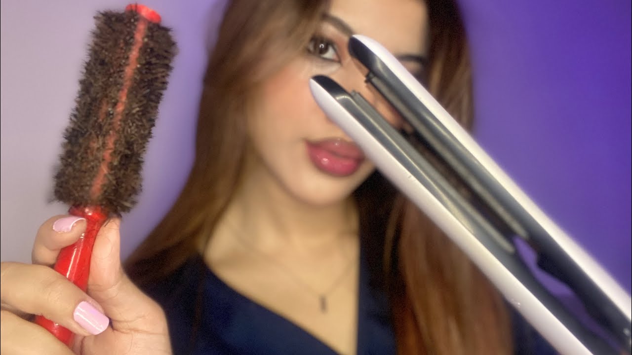 ASMR Straightening Your Hair🫐🎀(Hair Parting/ Invisible Clipping) Fast & Aggressive- Soft spoken