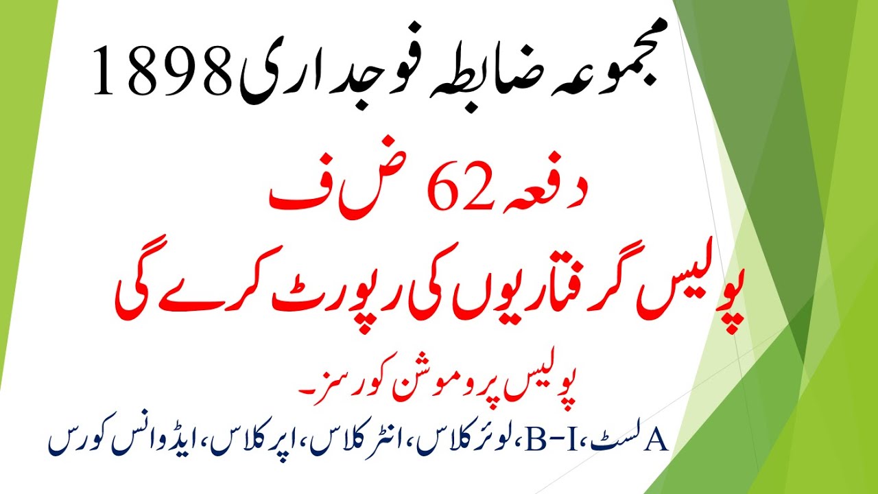Section 62 CRPC || Police to report apprehensions