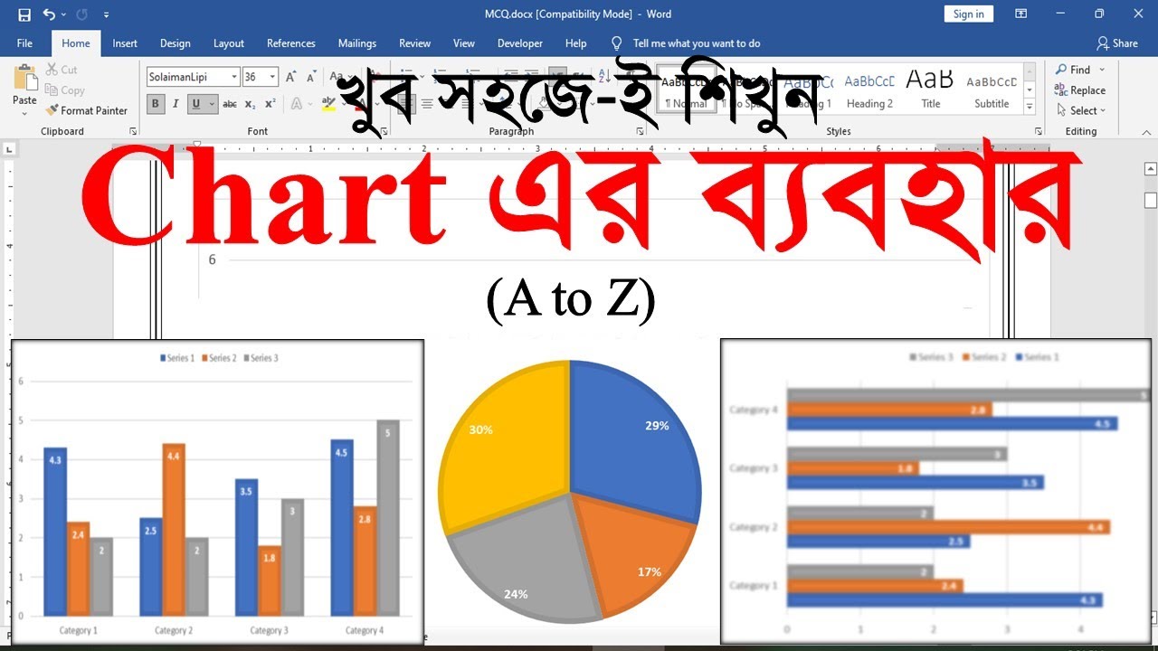 MS word insert Chart in 10 Minutes || MS Word Bangla Tutorial || MS School
