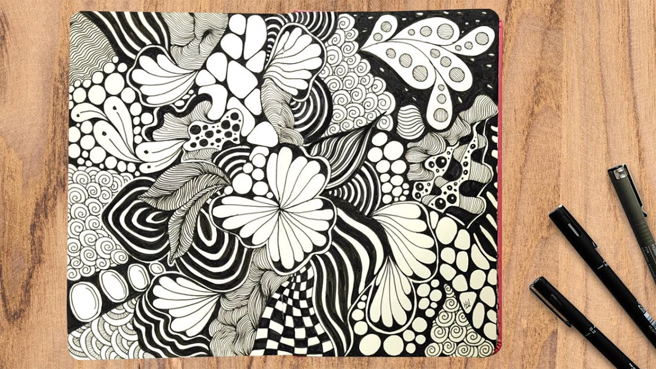 Zentangle Inspired Art | Relaxing Doodle & Line Drawing Tutorial