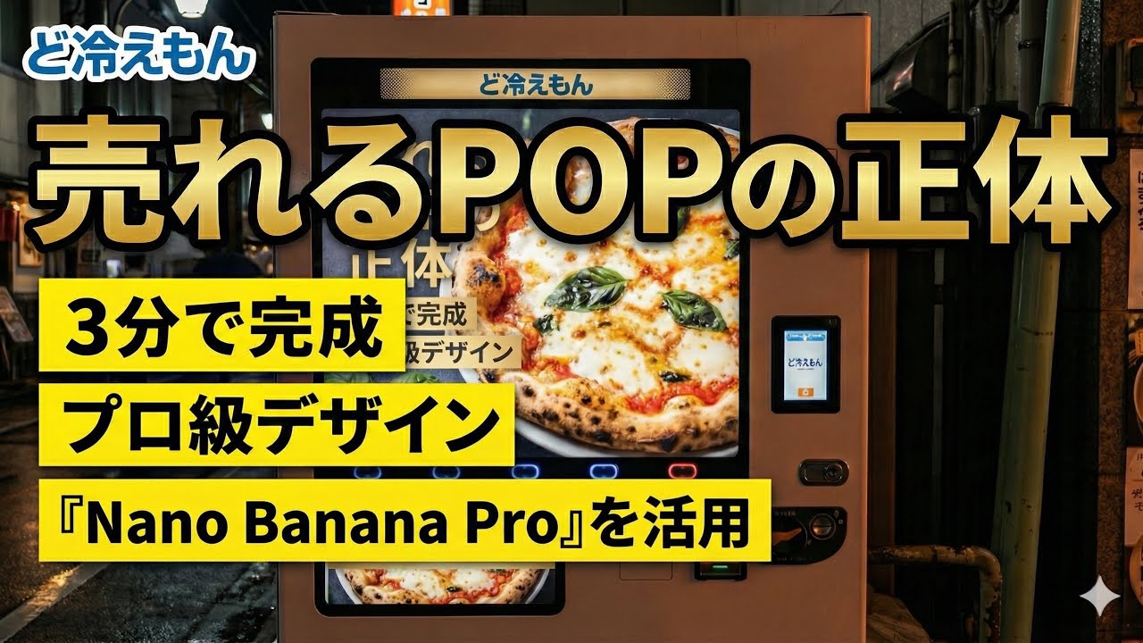 ど冷えもん商品POP デザイン外注費ゼロ！スマホとAIだけで作る「売れる」自販機POP作成術【Nano Banana Pro】