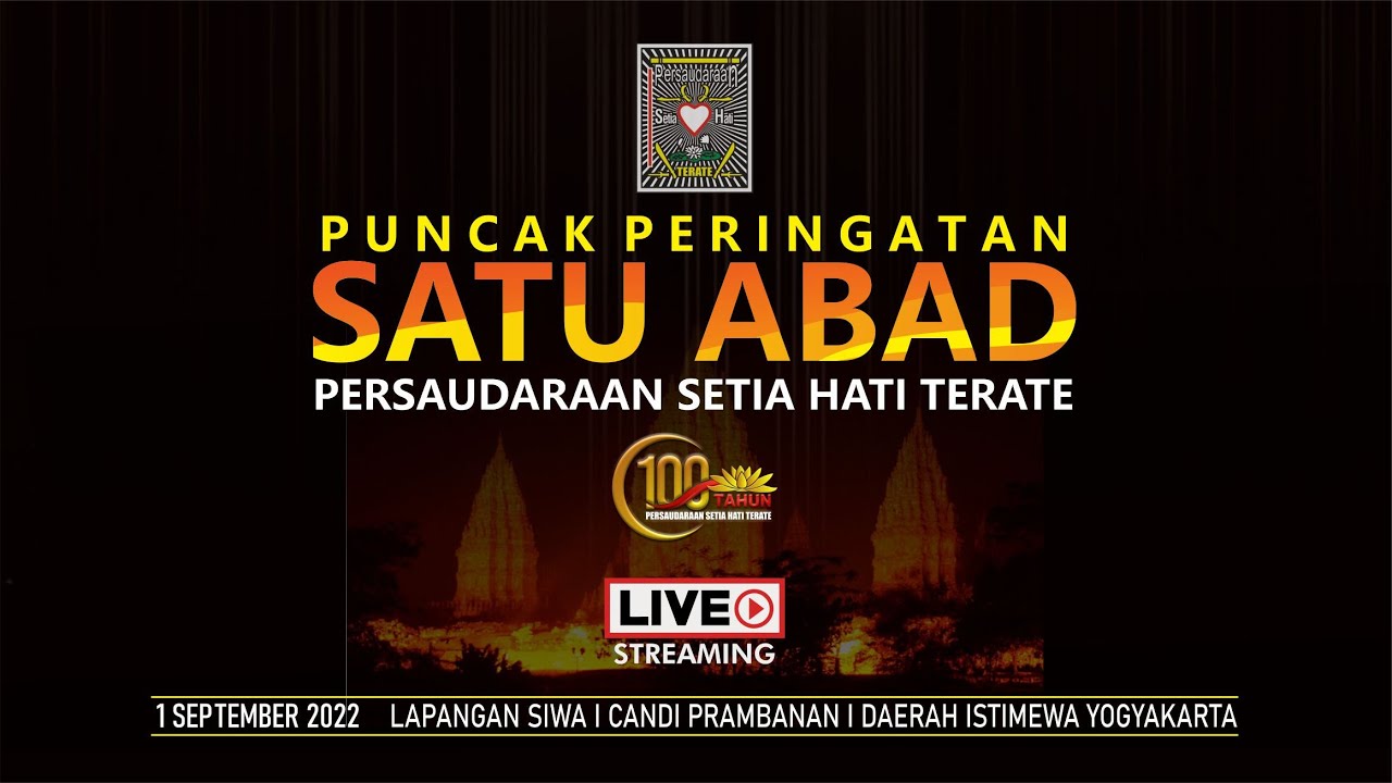 🔴 Live Streaming: Puncak Peringatan 1 Abad PSHT |  1 - 9 - 22 |  19:22 WIB