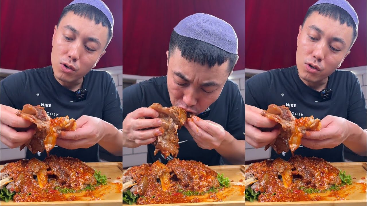 ASMR LAMB SHANK & BEEF BONE WITH SPICY GARLIC SAUCE EATING