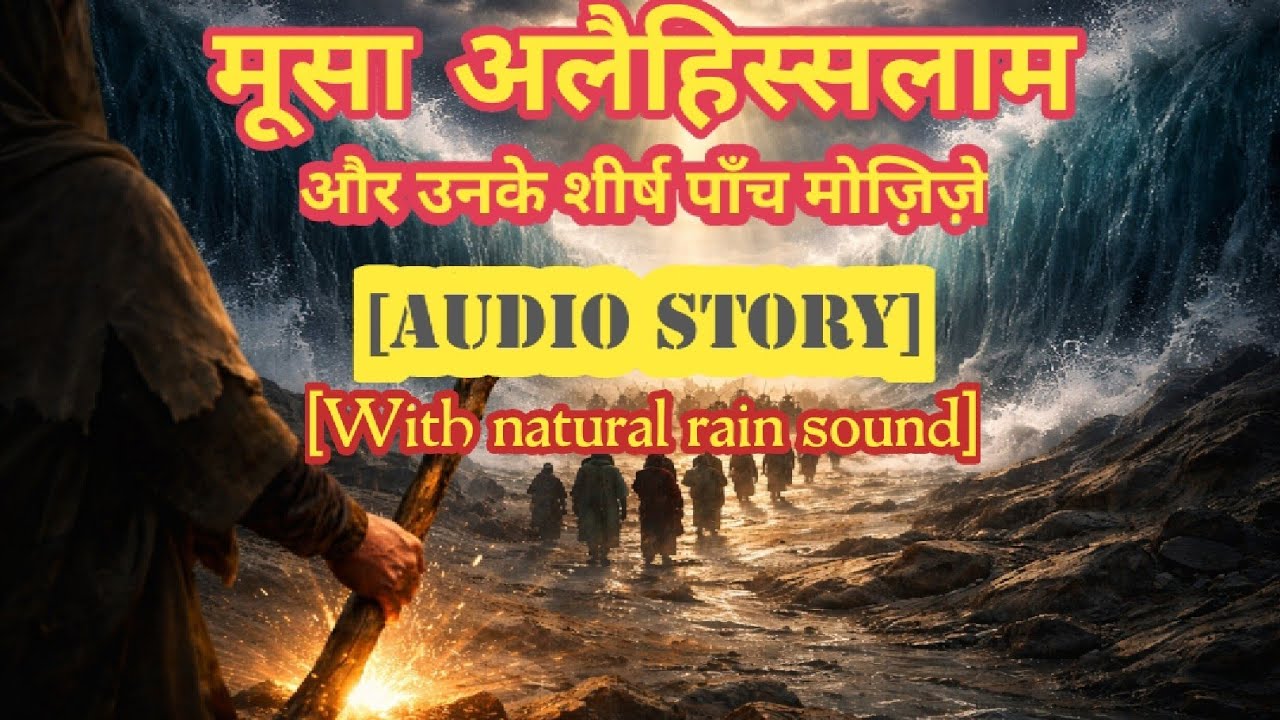 5 Greatest Miracles of Prophet Musa (A.S.) | Quranic Islamic audio Story with natural rain sound.