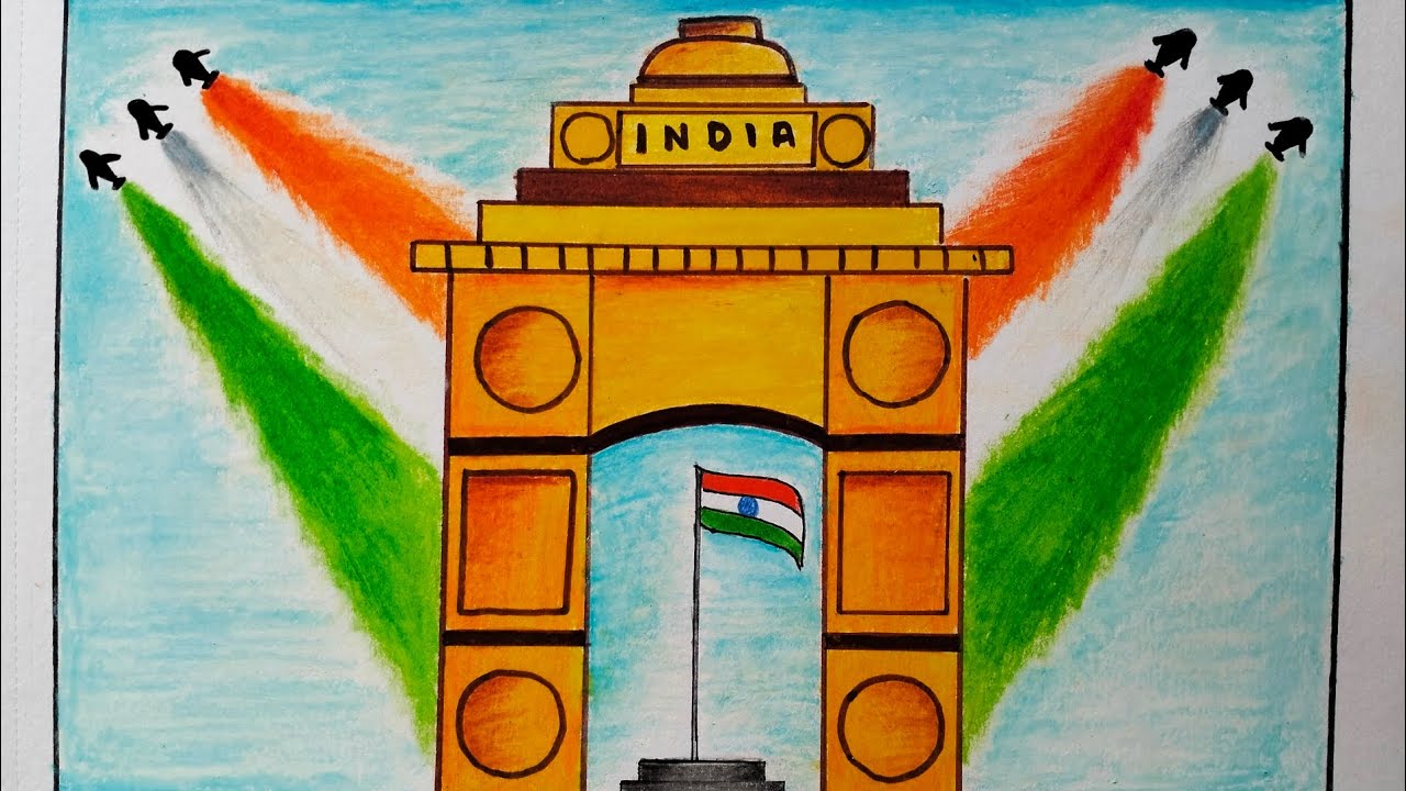 Independence Day 🇮🇳 Special Drawing Step by Step || India Gate Drawing #art #drawing #ytvideo 