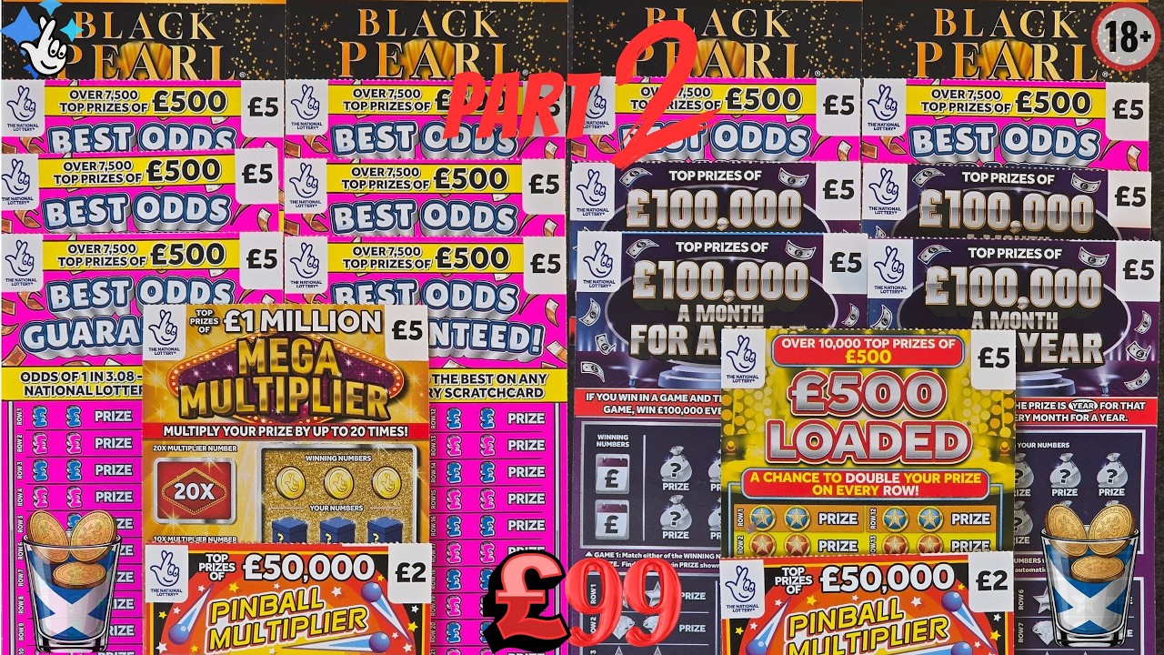 Scratch Cards: Episode 16 PART 2 - £99 Scratch Card Marathon! 😱 Black Pearl, Best Odds & More!