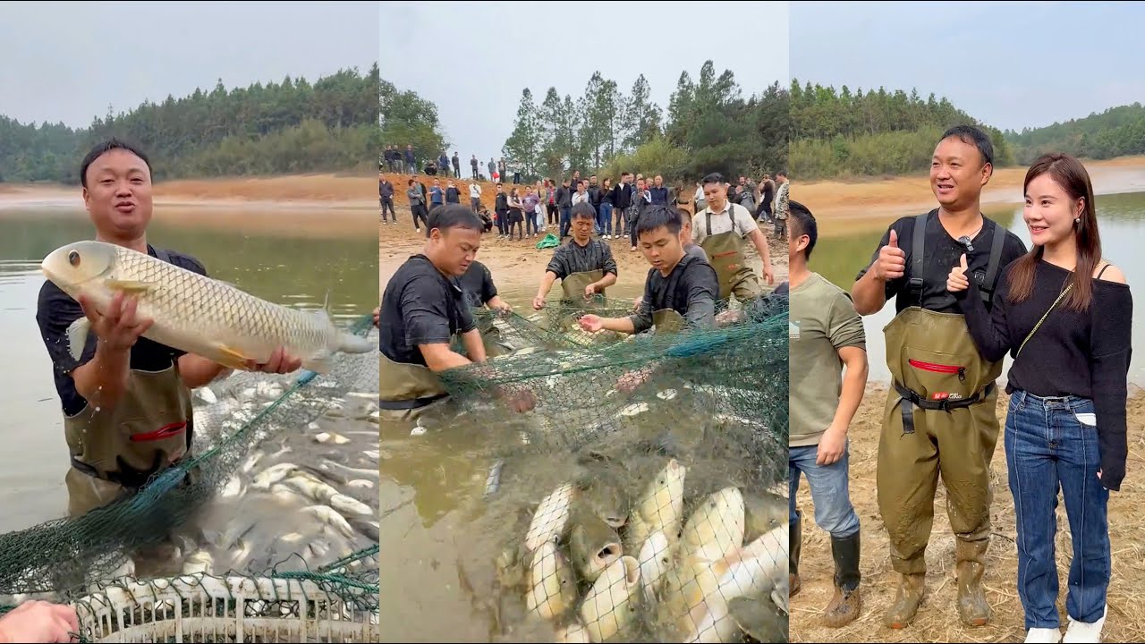 Hôm nay bỏ ra 2 vạn tệ thuê trọn cái ao cá lớn 20 mẫu, bơm nước ròng rã 3 ngày.