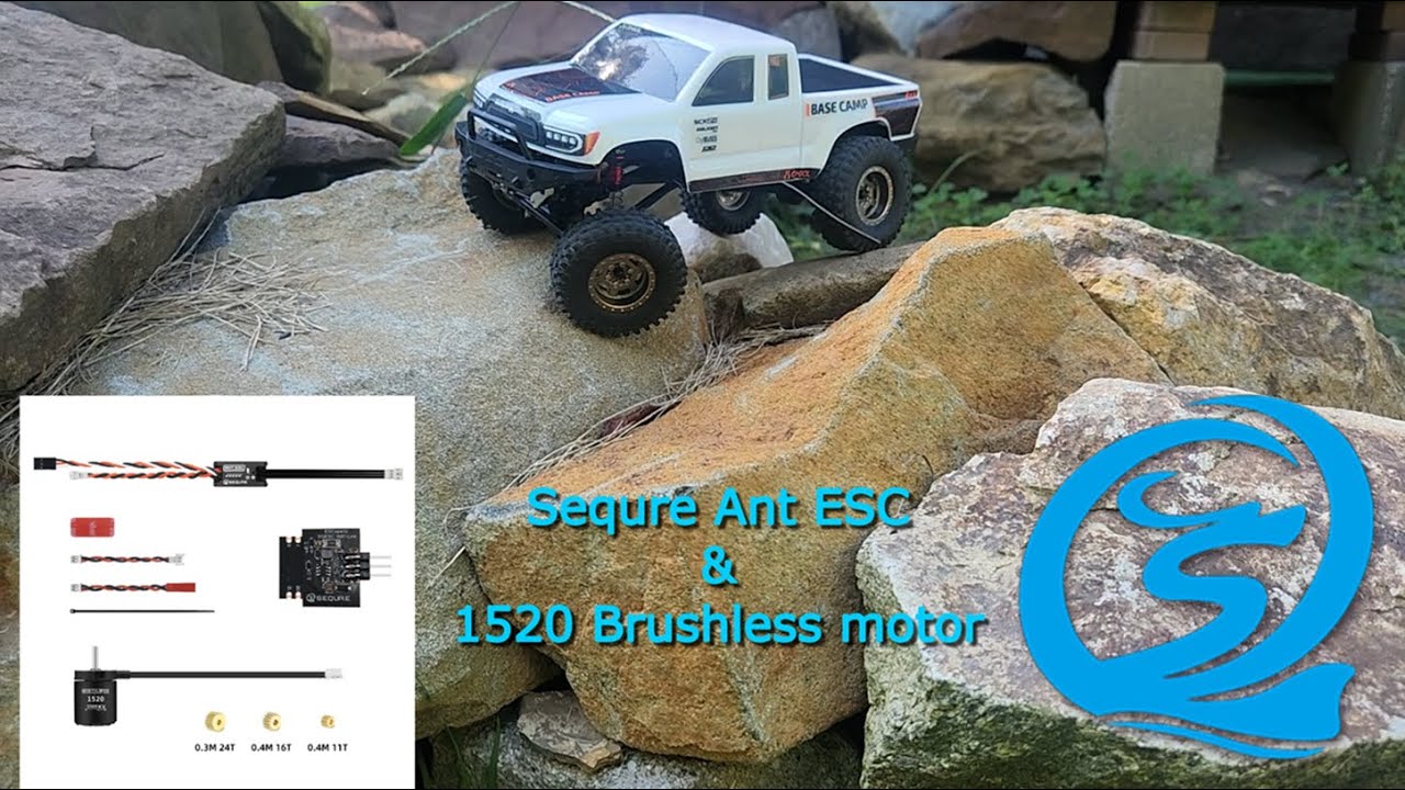 SEQURE Ant ESC and 1520 Brushless motor review and Test on the SCX24 Basecamp