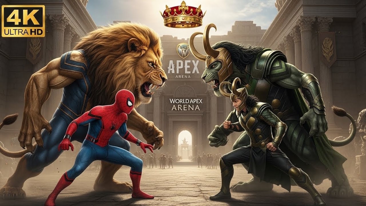 🎬  SPIDER LION 🦁 vs LOKI LION 🦁 | World Apex Arena – Roman Colosseum 2026 | 4K