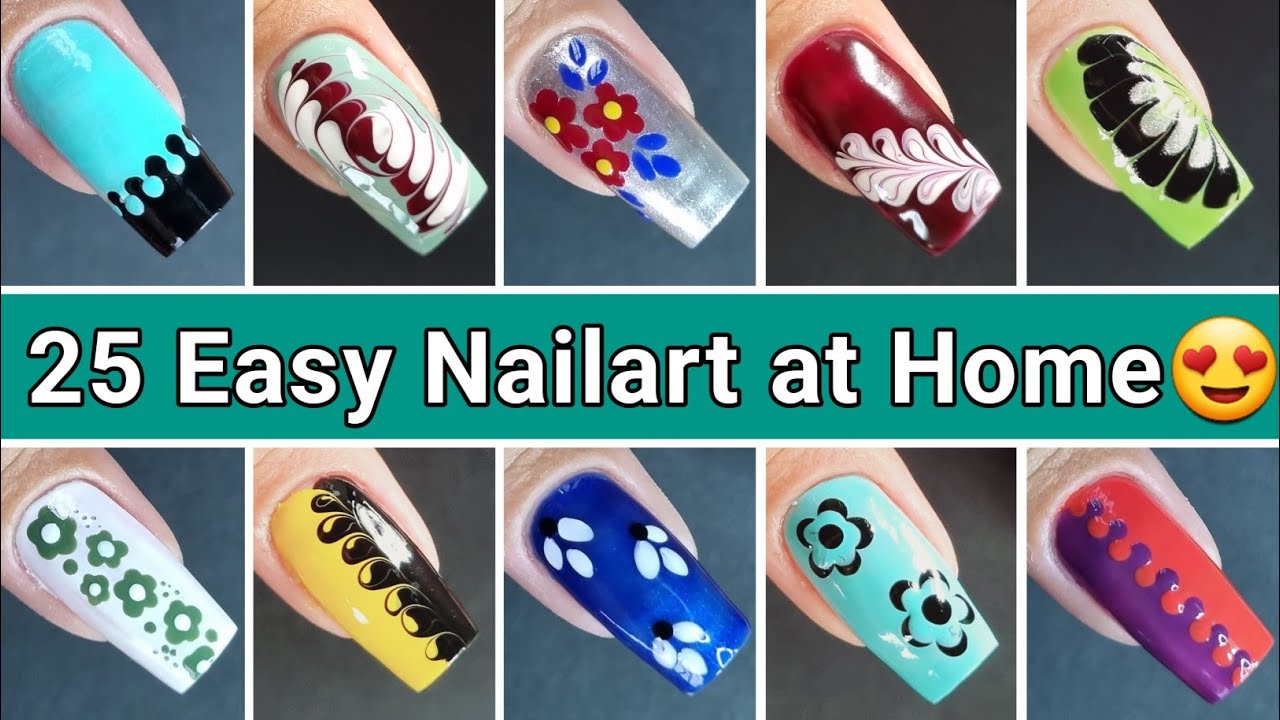 25 Easy Nailart at Home || Nailart using toothpicks || Nailart within 2 minutes #nailart #naildesign