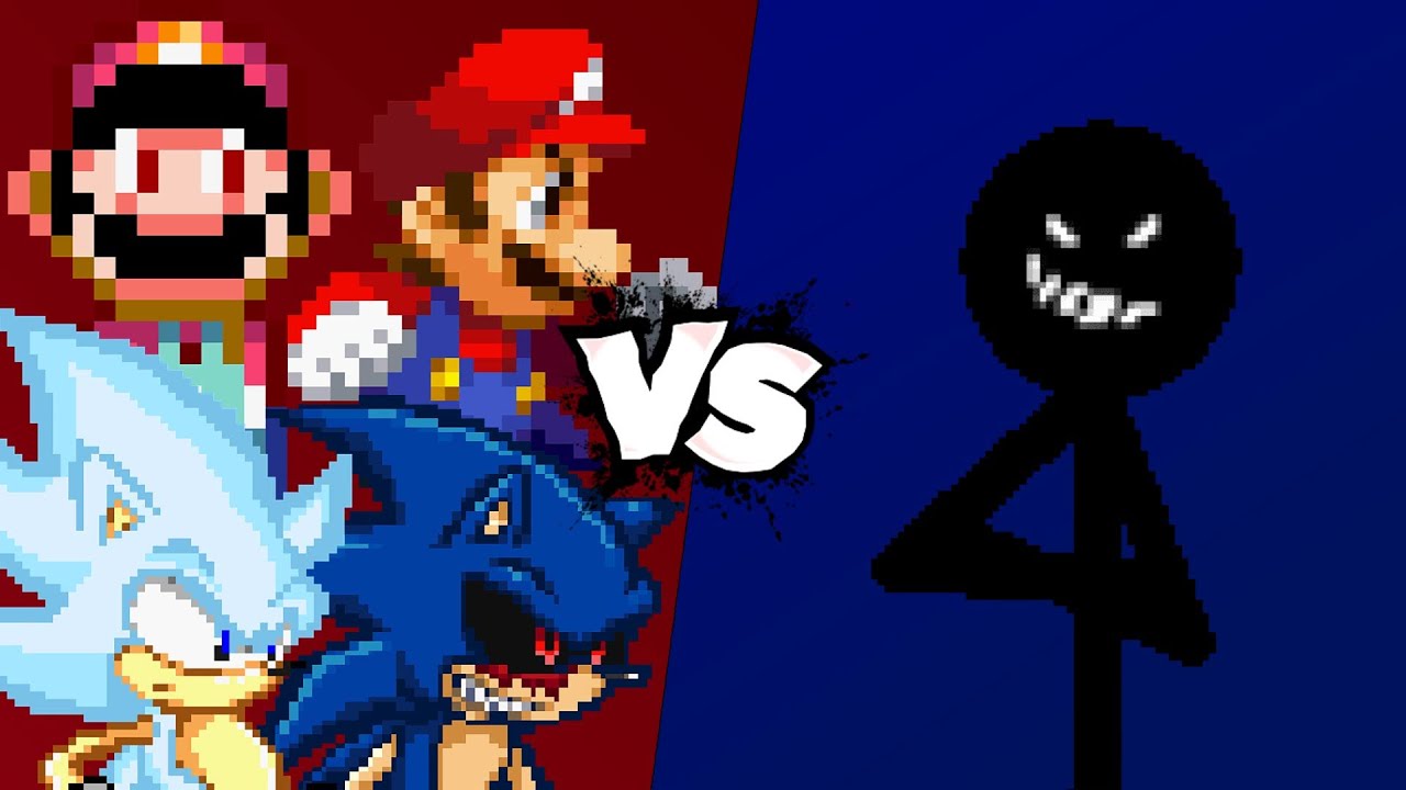 MUGEN Battle - Mario/Power Star Mario/Hyper Sonic/Sonic.EXE vs Marshall