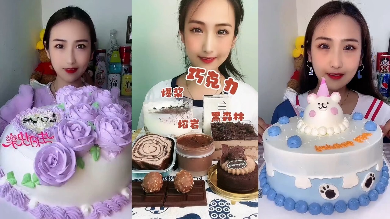 Giant Cream Cake Dessert Mukbang ASMR | Satisfying Spoon & Eating Sounds | Xoieteang ASMR