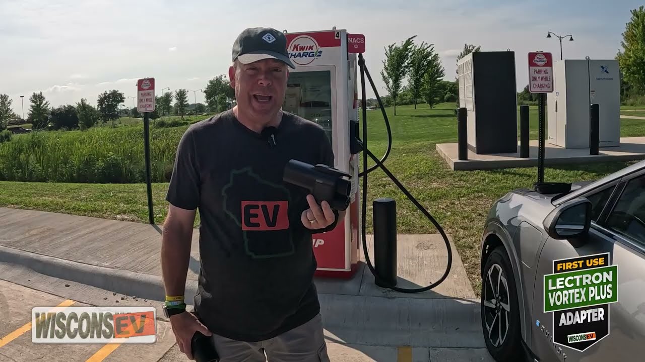 WisconsEV - Lectron Vortex Plus - NEW UL2252 CERTIFIED NACS to CCS1 Adapter Unboxing and 1st Charge