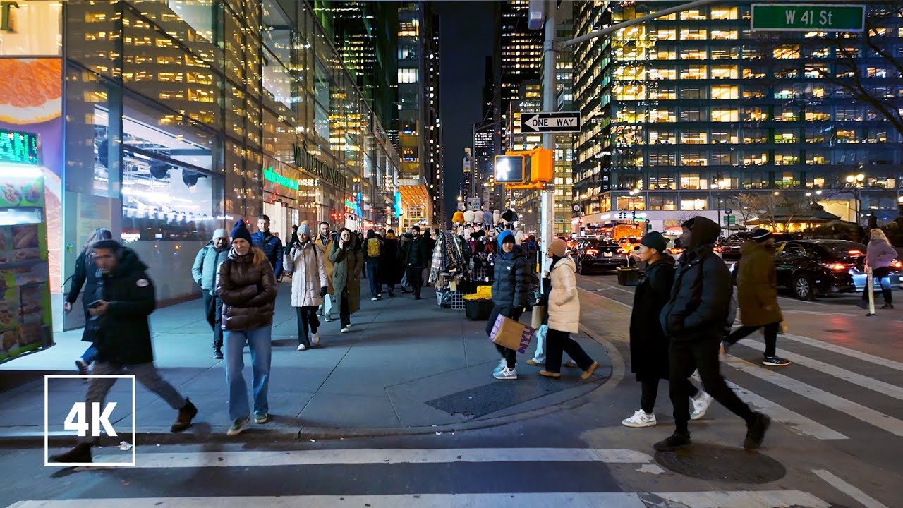 NEW YORK Night Walk - Relaxing Walk in Manhattan, NYC
