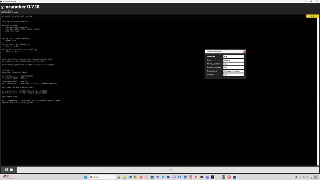 y-cruncher 0.7.10 PI-1b Realtime All Threads (y-cruncher)